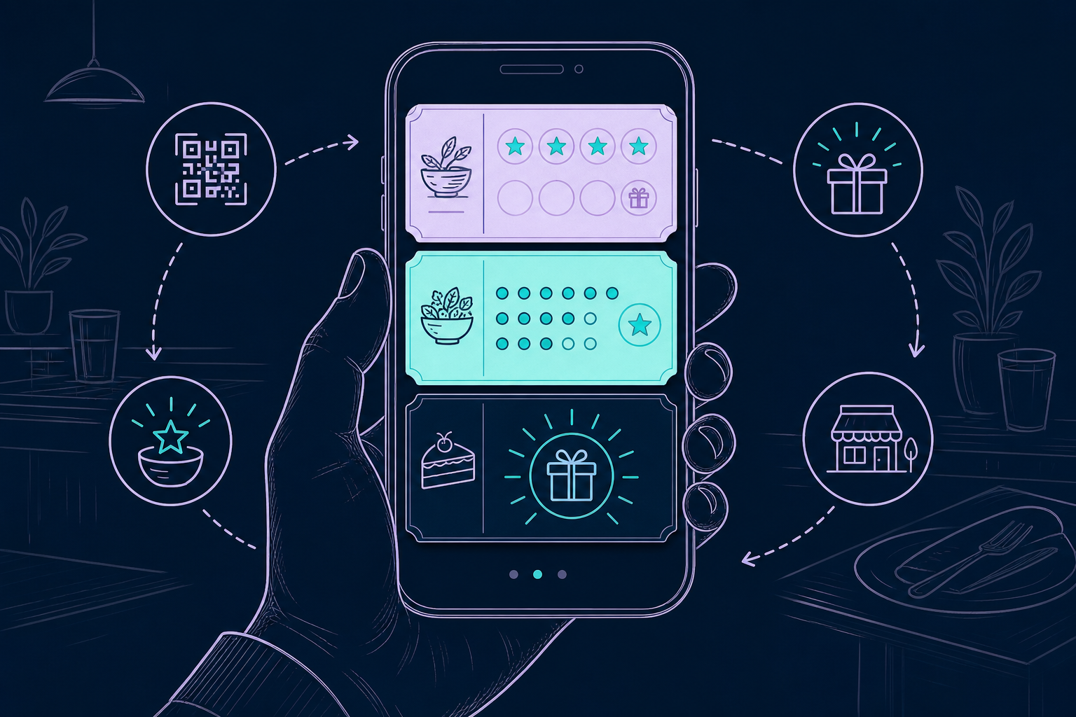 Wallet digital con tarjetas de fidelidad independientes para distintos restaurantes