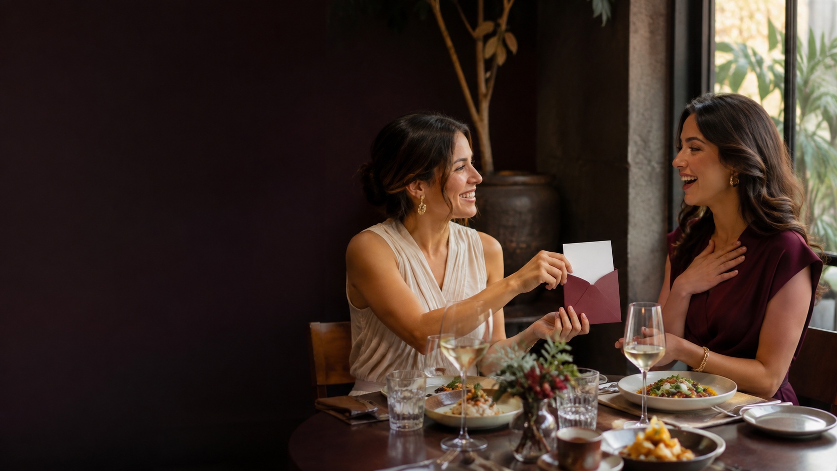 Amigas compartiendo una Gift Card para una experiencia gastronómica