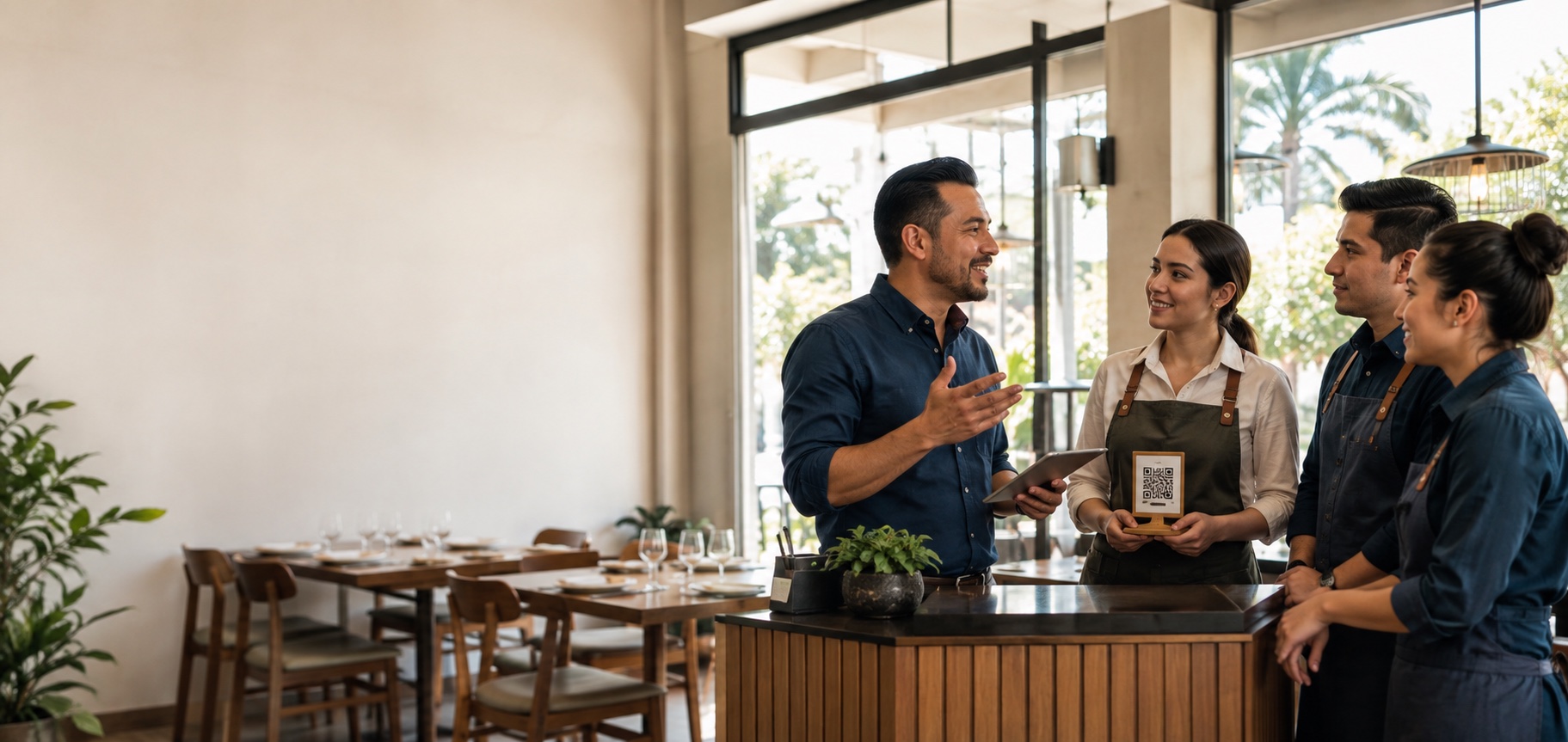 Equipo de restaurante preparando el lanzamiento de su programa de fidelidad
