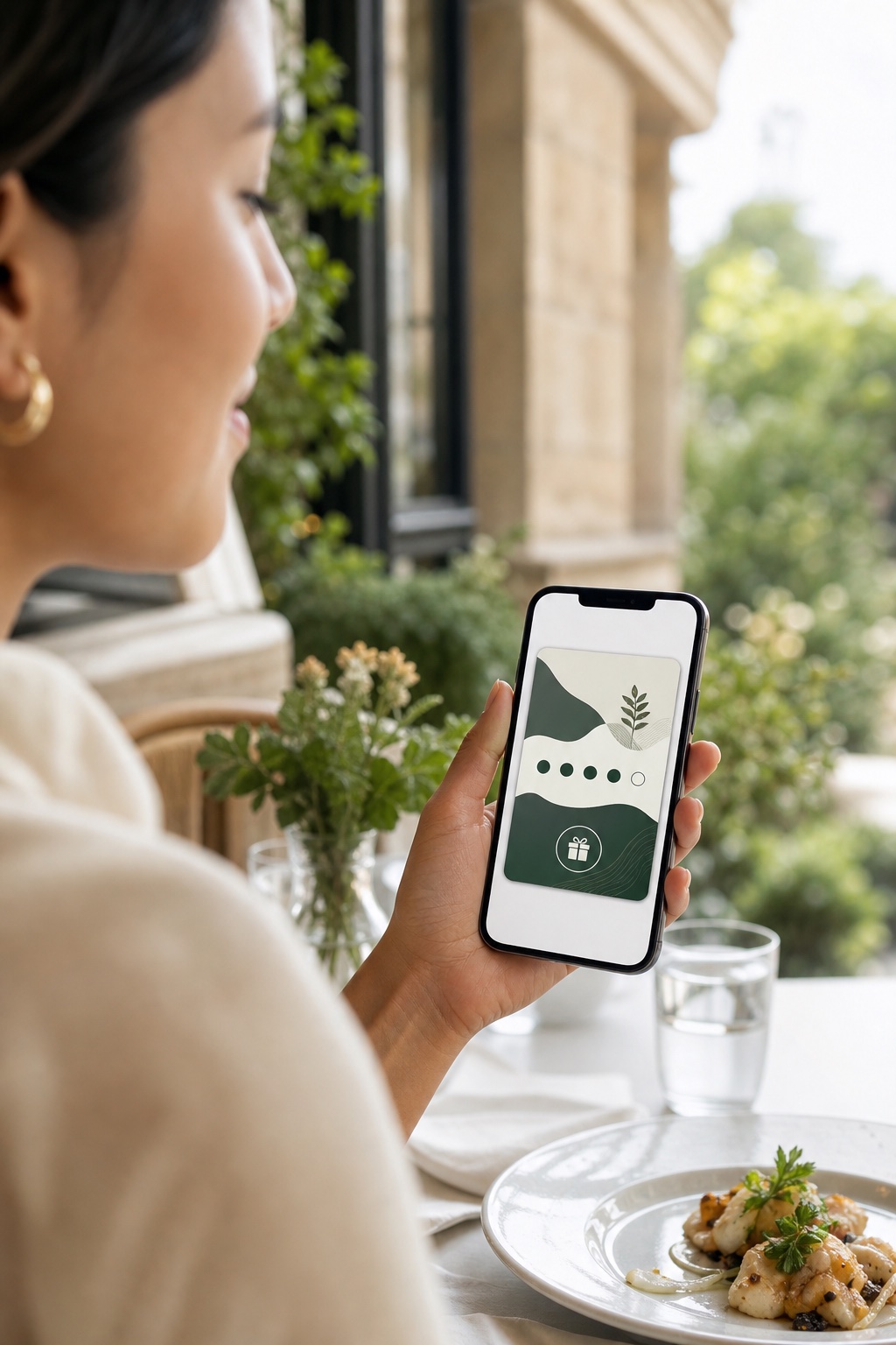 Clienta consultando la tarjeta digital de fidelidad desde su teléfono