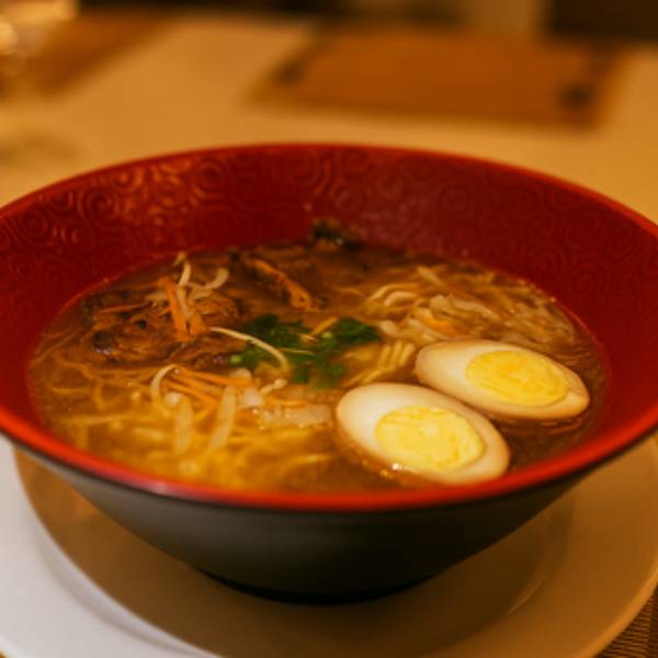 Ramen de wantán y huevo